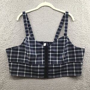 BP. Hook Front Plaid Crop‎ Tank Top Blue 3X